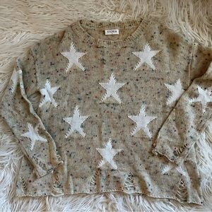 Storia Small Distressed Seeing Stars Sweater - Cream and White w/ specs of color